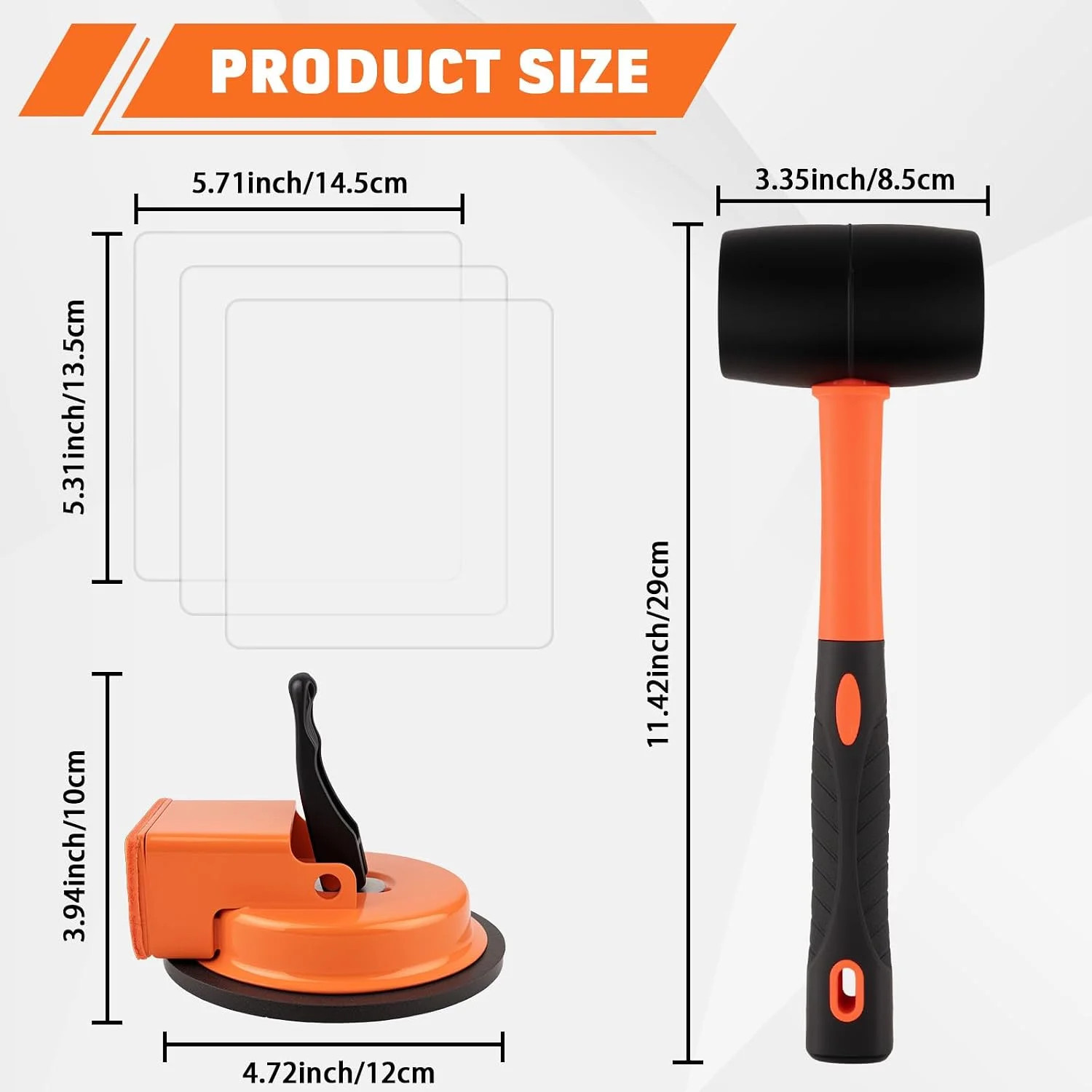 Floor Gap Fixer Tool with Mallet, Suction Cup, 3 Pads for Laminate Vinyl LVP | E