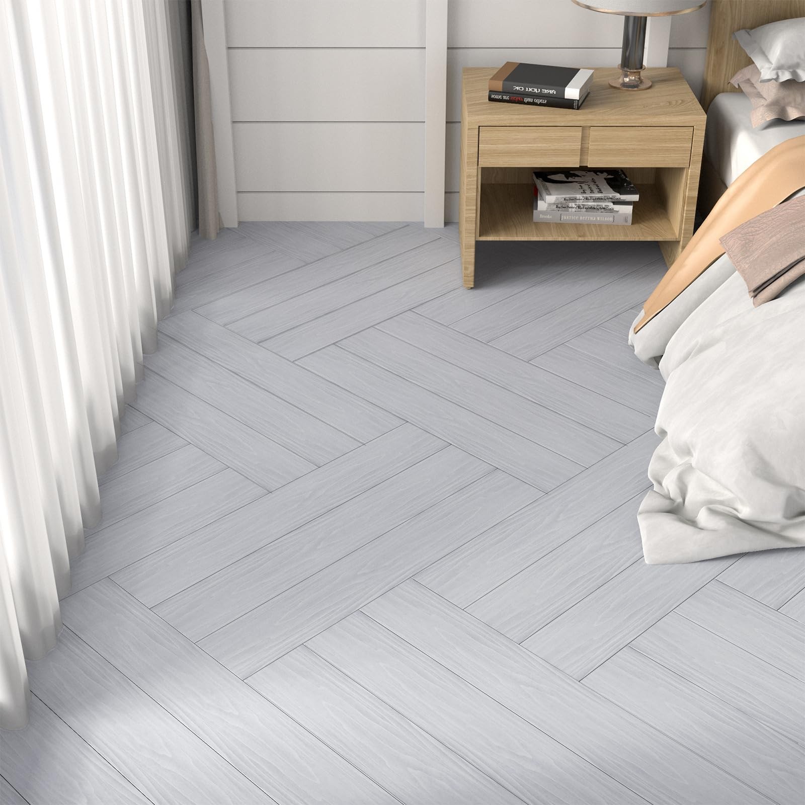 30 Sq.Ft. Peel and Stick Vinyl Floor Tiles 36″ x 6″ Wood Look Planks, 20 Pack…