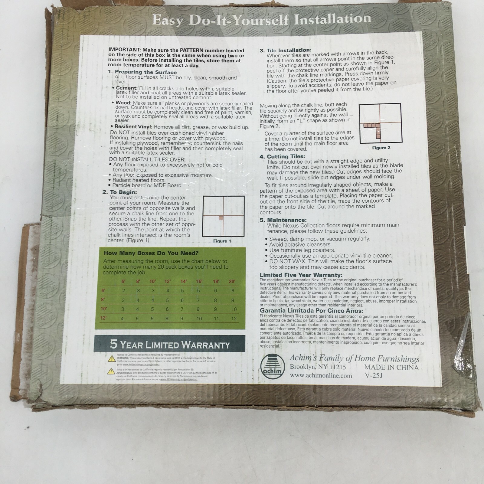 Achim Nexus Self Adhesive Vinyl Floor Tile Collection 20 Tiles 20 SQ FT 12×12 In