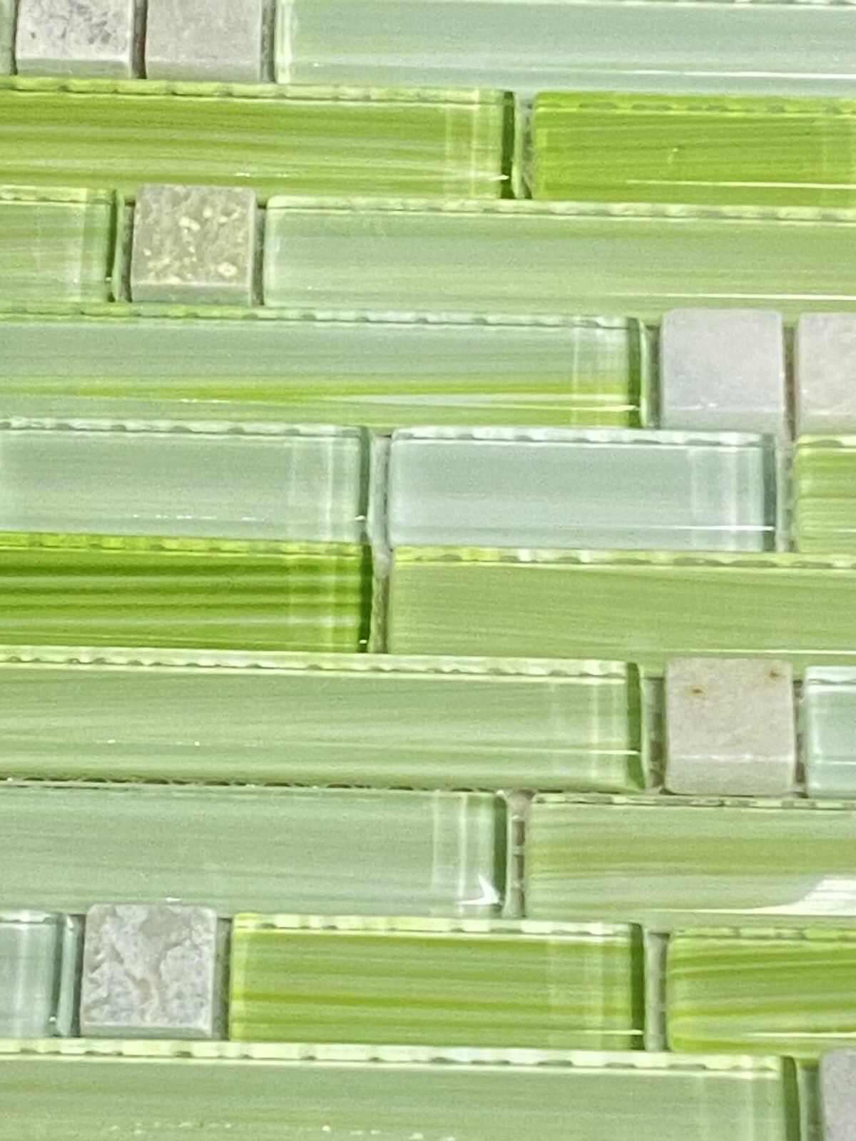 Multi Tile Natural Series Green Grass Mosaic Tile Glass Marble 11-3/4″ x 11-7/8″
