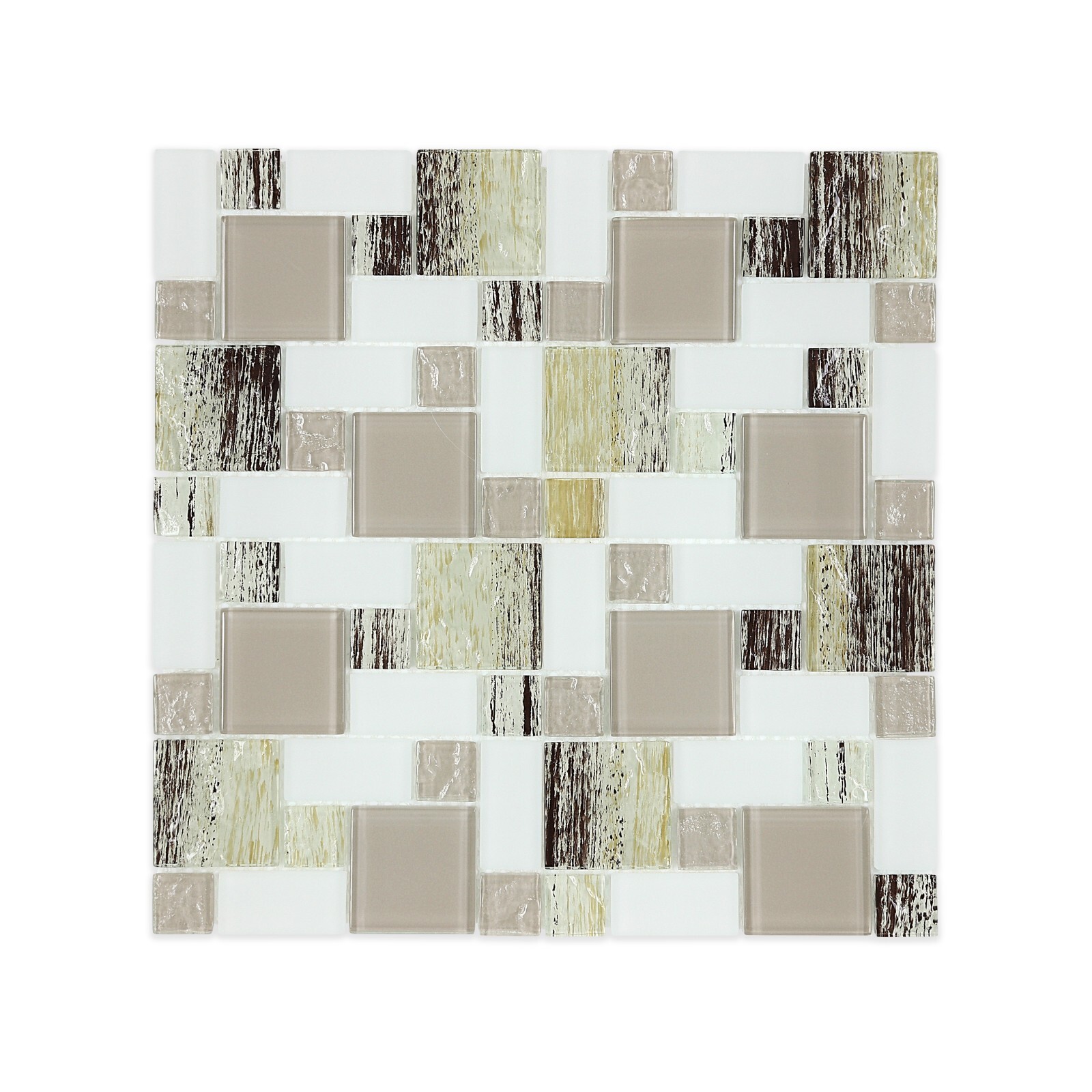Beige White Hand Paint Glass Tile, 6 mm thick, Glass Tile, Backsplash, Bathroom