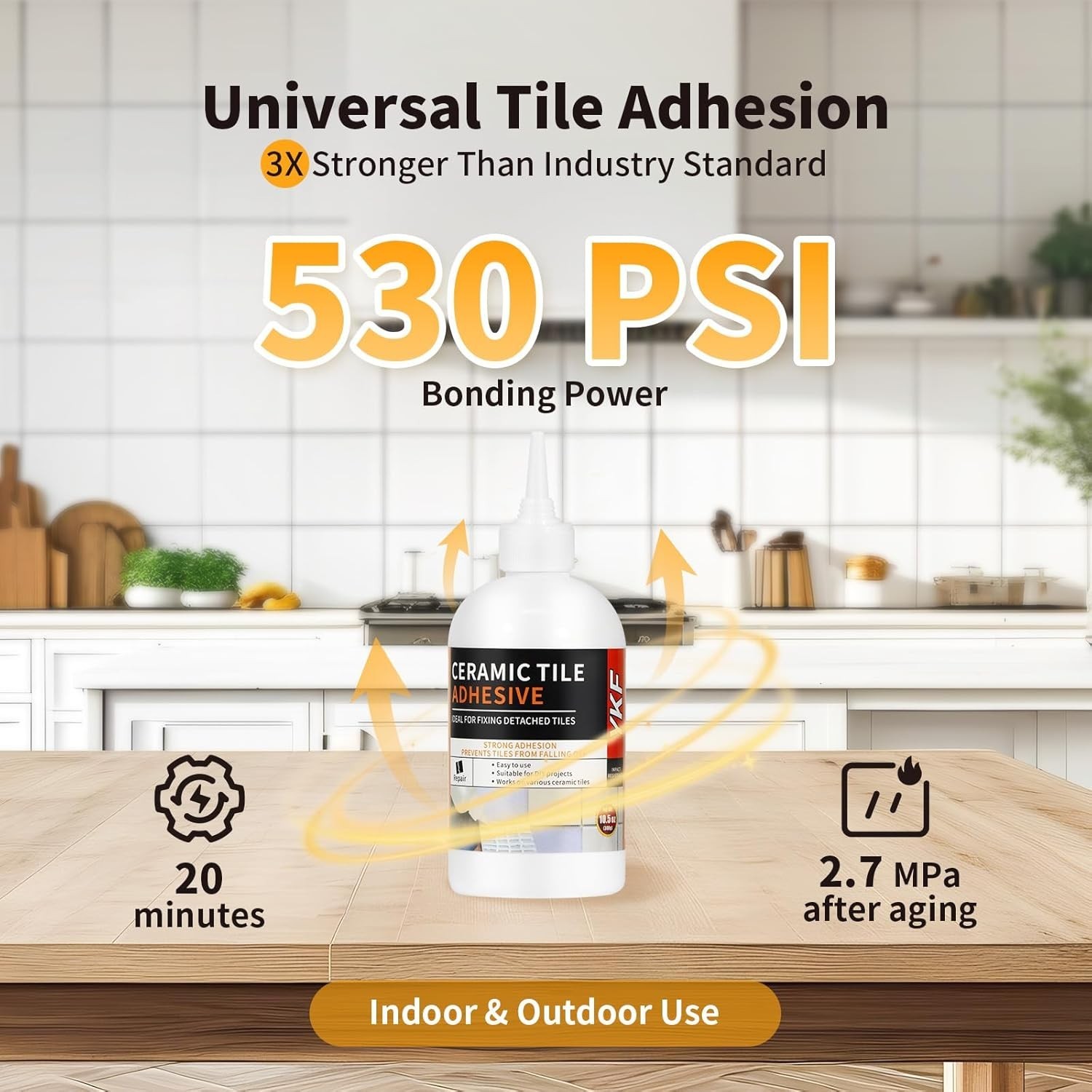Heavy Duty Tile Adhesive 10.5oz – Instant Fix for Ceramic, Porcelain & Stone