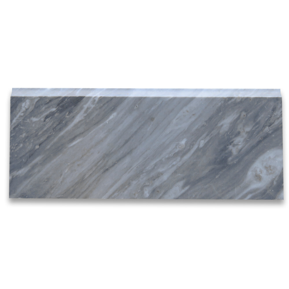 K12H Bardiglio Gray Dark Grey Marble 5×12 Baseboard Trim Molding Honed
