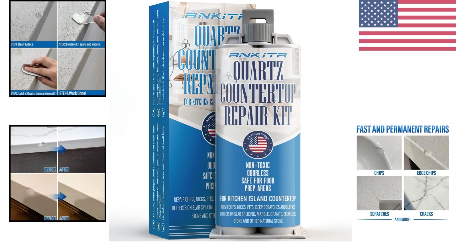 Super Strong Adhesive Quartz Repair Solution – Perfect for Countertop Damage