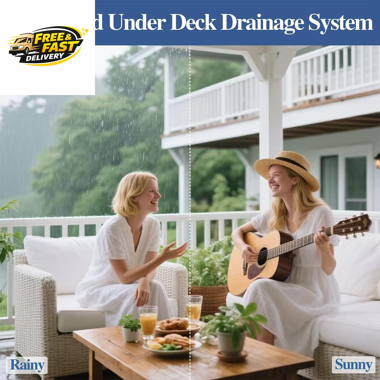 1PCS 50FT Black Waterproofing Membrane Black for under Deck Drainage System, HDP