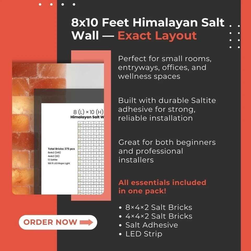 Salt Wall Panel Kit small 2×2 FT to Large 10 x 10 FT, Bricks, Glue, Map & Manual