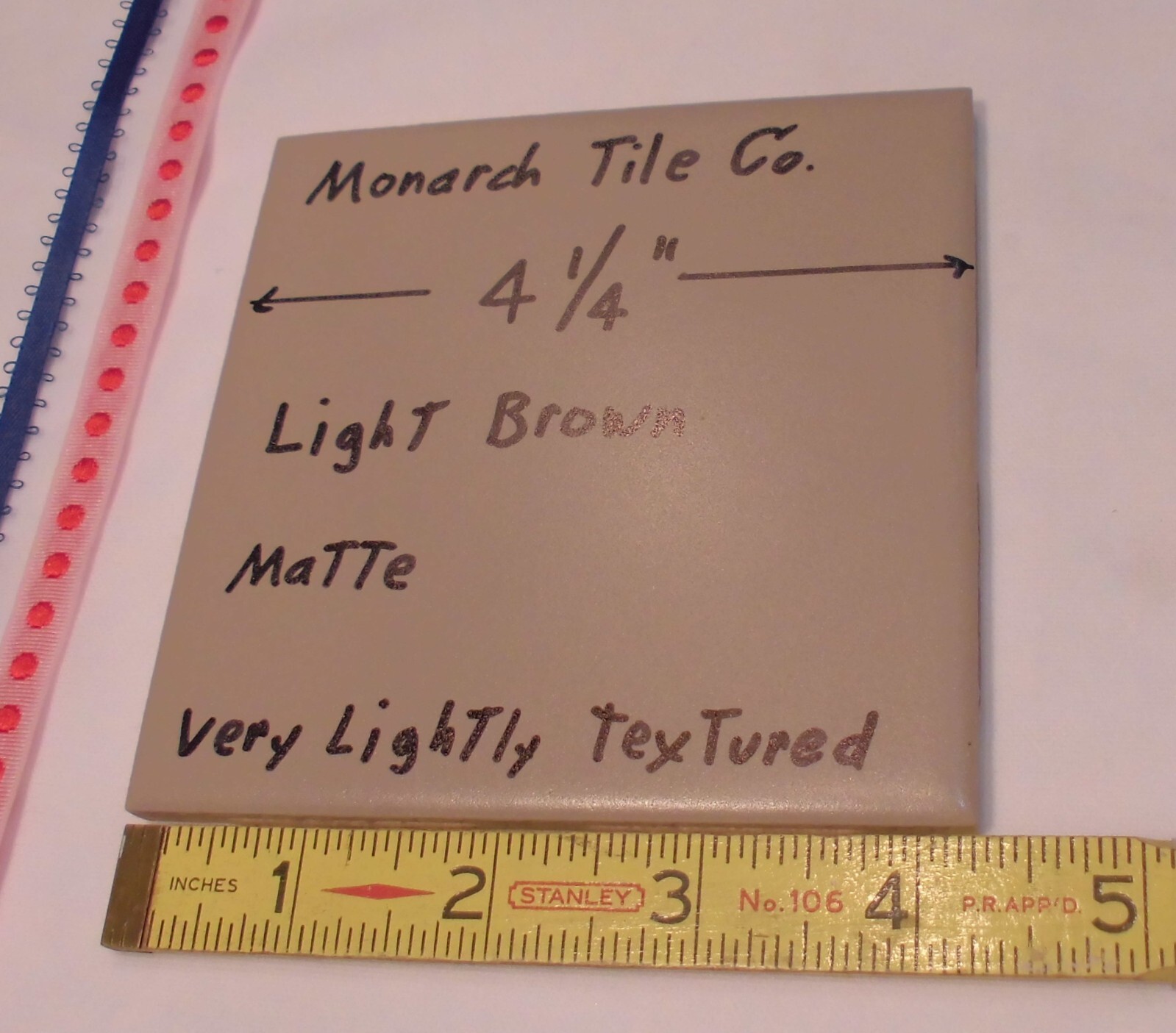 1 pc. Matte Ceramic Tile *Light Brown* 4-1/4″ by Monarch Tile Co. U.S.A. NEW