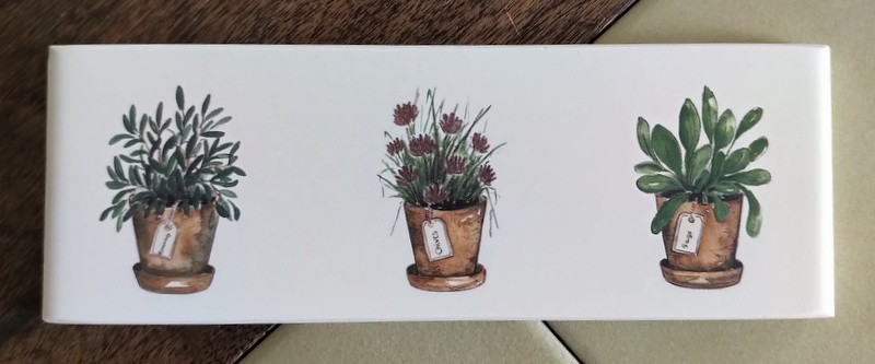 Lot (4 pieces) White Field Accent Potted Herbs Wall Tiles – Rosemary Chives Sage
