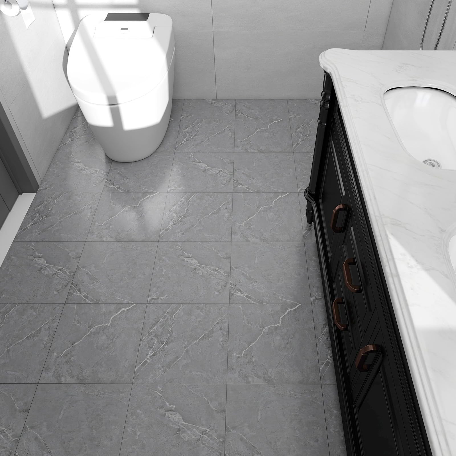 20-Pack 12″x12″ Marble Peel and Stick Floor Tiles Waterproof Self Adhesive Vi…
