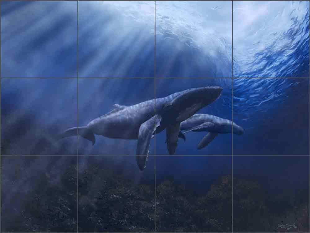 Whale Tile Backsplash Justin Sparks Undersea Art Ceramic Mural JSA001