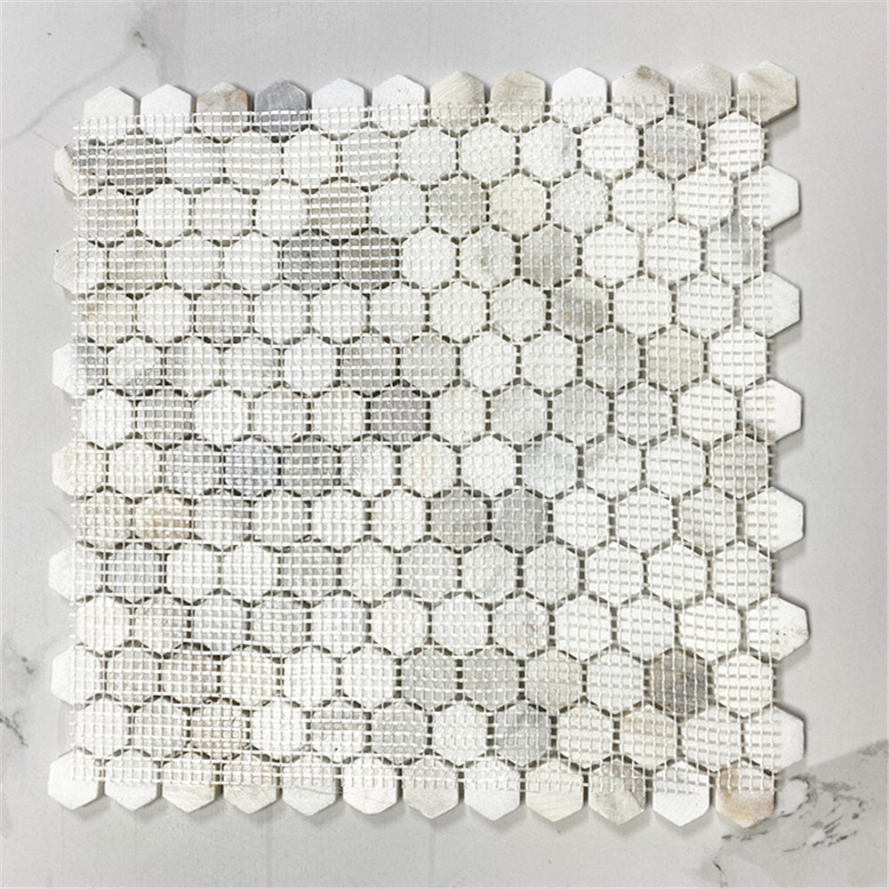 G31XH Calacatta Gold Calcutta Marble 1 inch Hexagon Mosaic Tile Honed