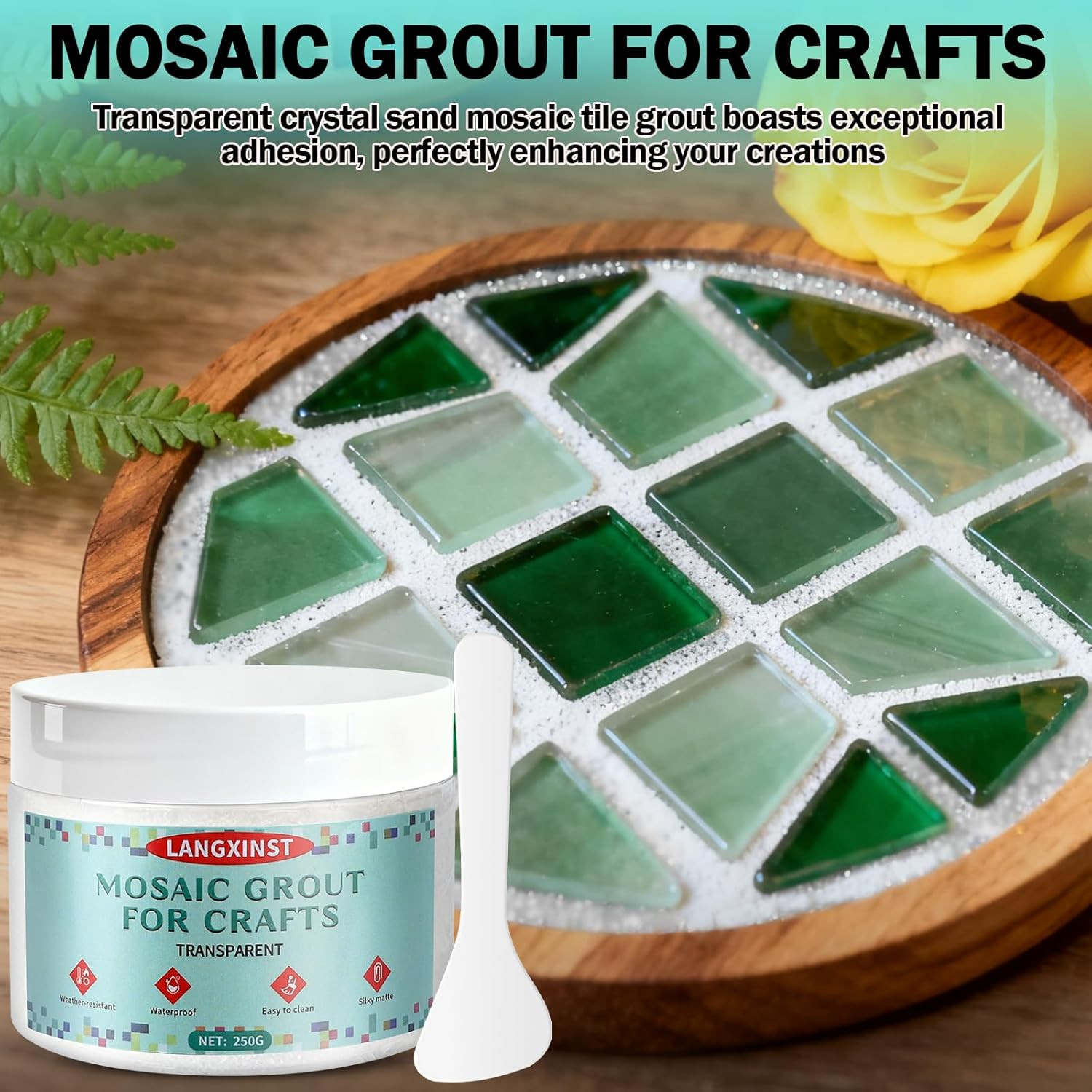 9oz Mosaic Grout, Mosaic Tile Grout Kit Glitter Grout Clear Crystal Sand Wate…