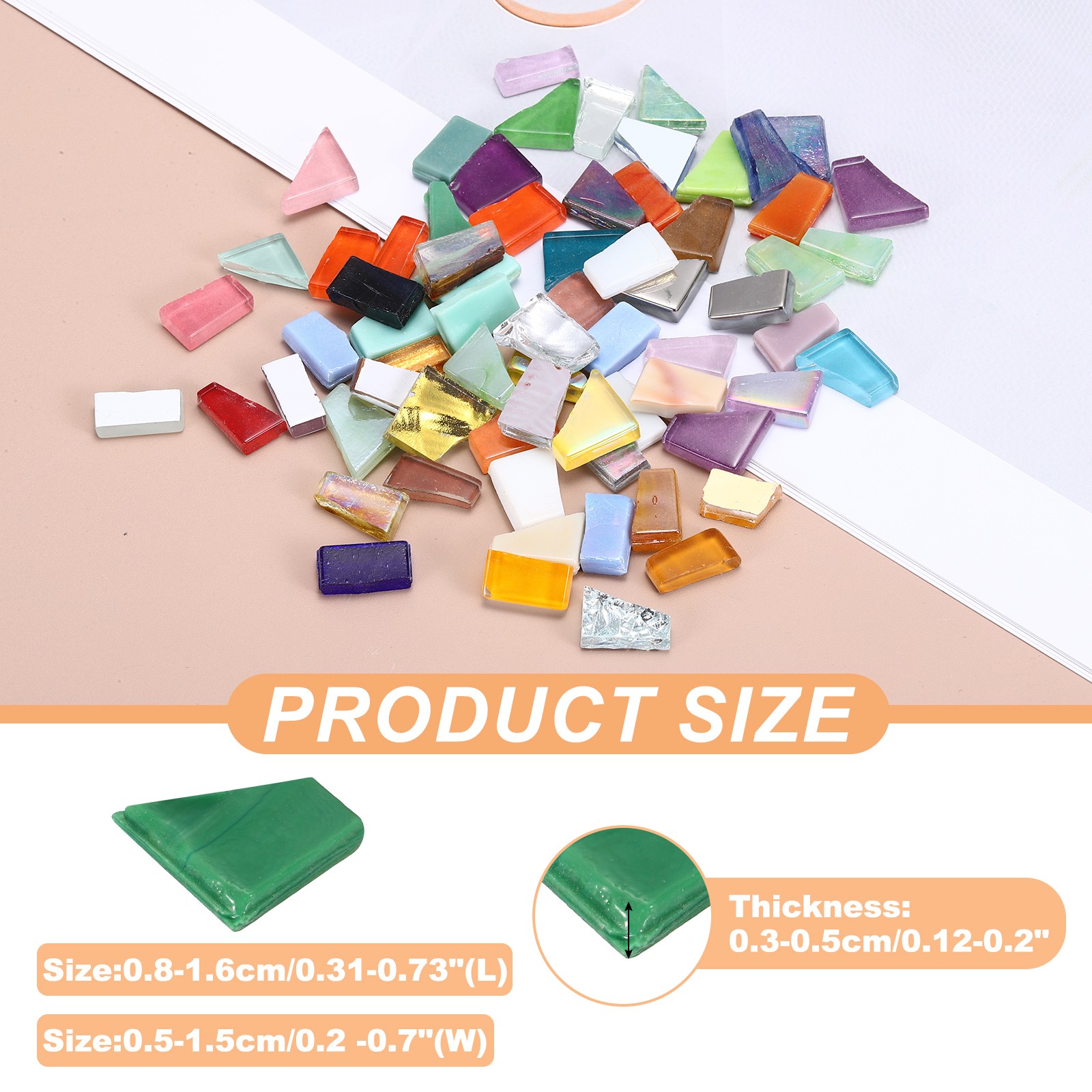 Irregular Glass Mosaic Tiles, 300G/0.7LB Stained Glass Sheets, Multicolor