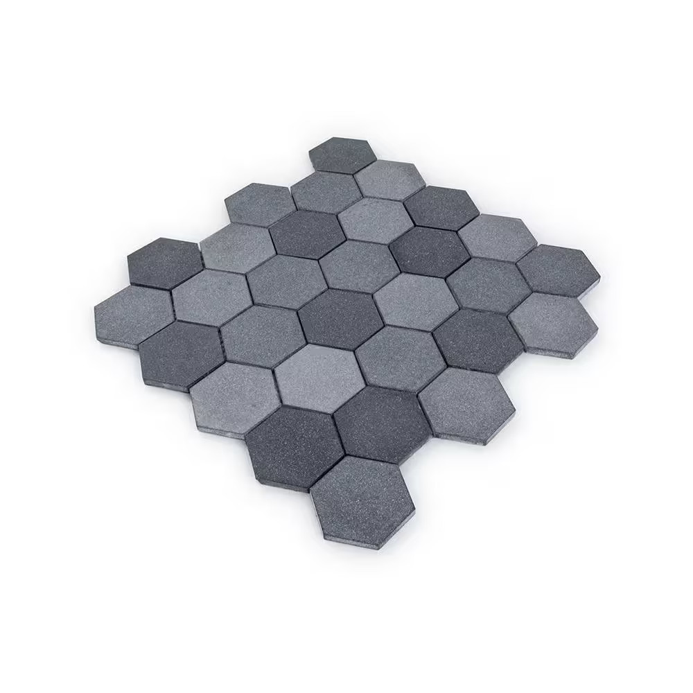 Industrial Loft Charcoal 11.25 In. X 11.75 In. Hexagon Honed Terrazzo Wall and F