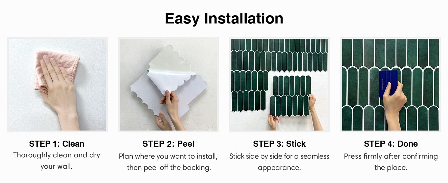 Commomy Decor Faux Tile Matte Peel Backsplash Forest Green 10 Sheets 11.8″x11.8″