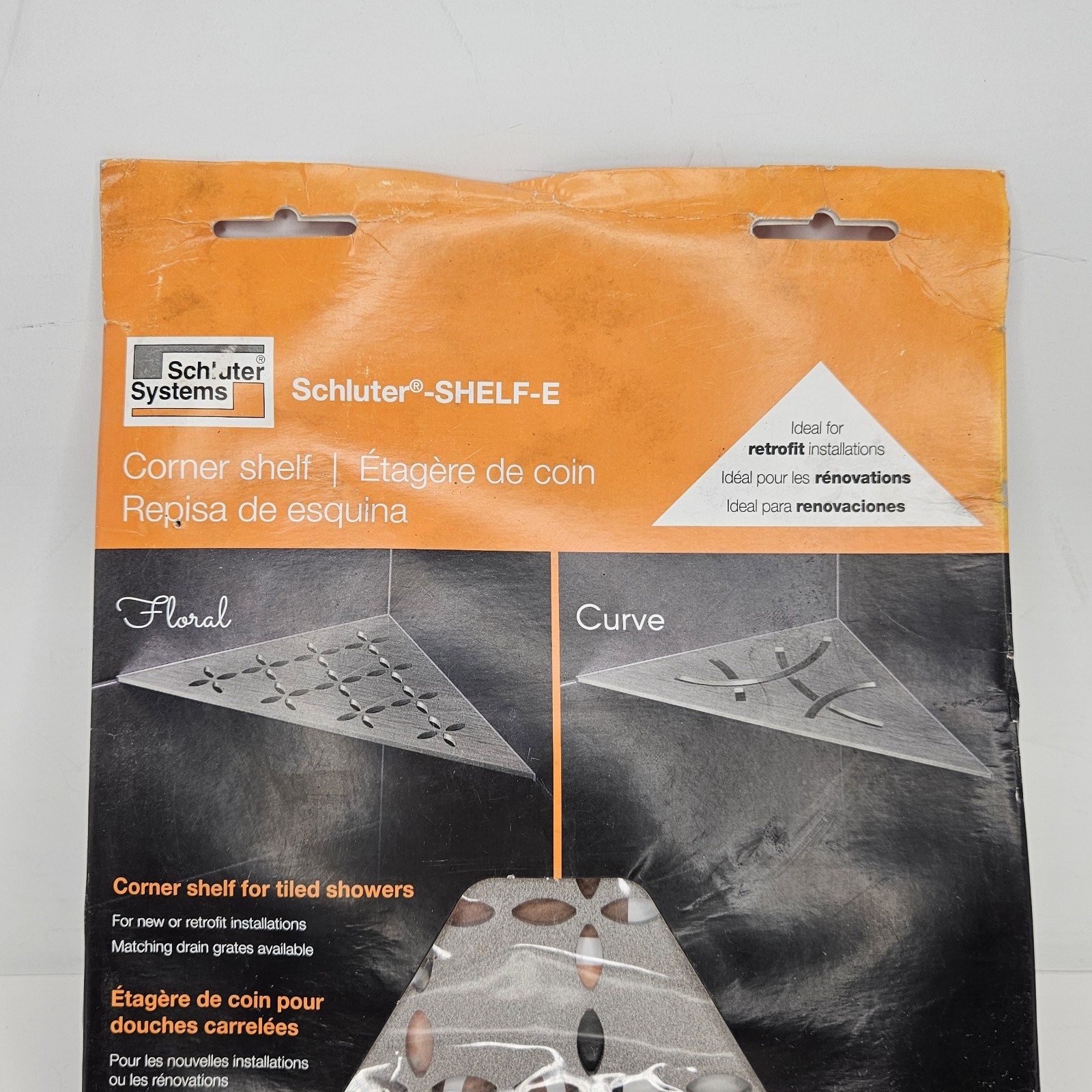 Schluter SHELF-E Triangular Floral Design Stone Grey SES1D5TSSG Shower Shelf