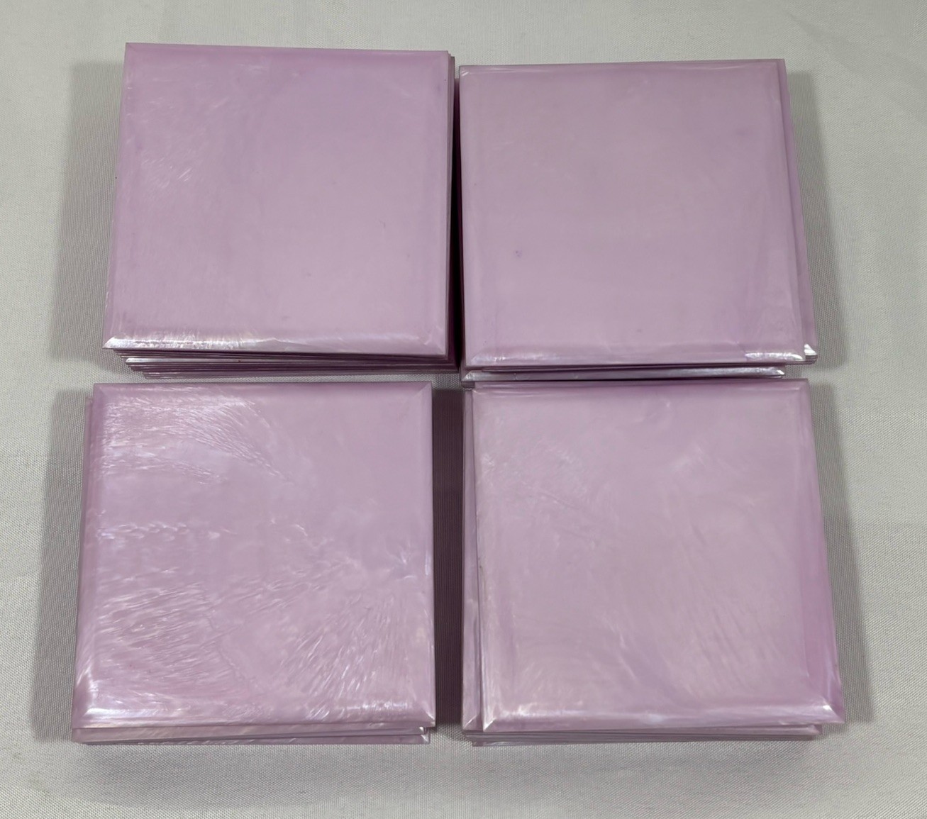 5 Vintage Lilac Pink/Purple Plastic Polystyrene Wall Tiles 4.25″x4.25″ Metallic