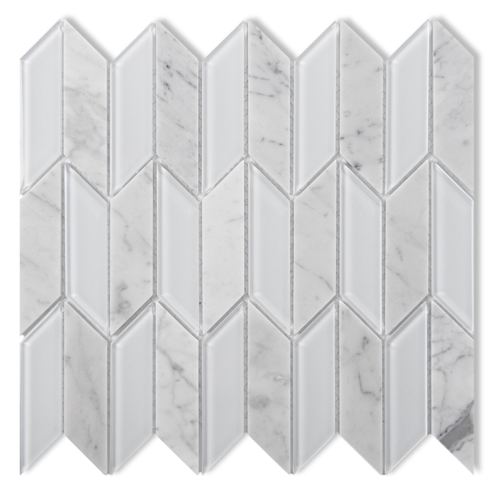 Art3d 11.8”x11.2” Herringbone Mosaic Wall Tile,Decorative Glass Tile,Pack of 5