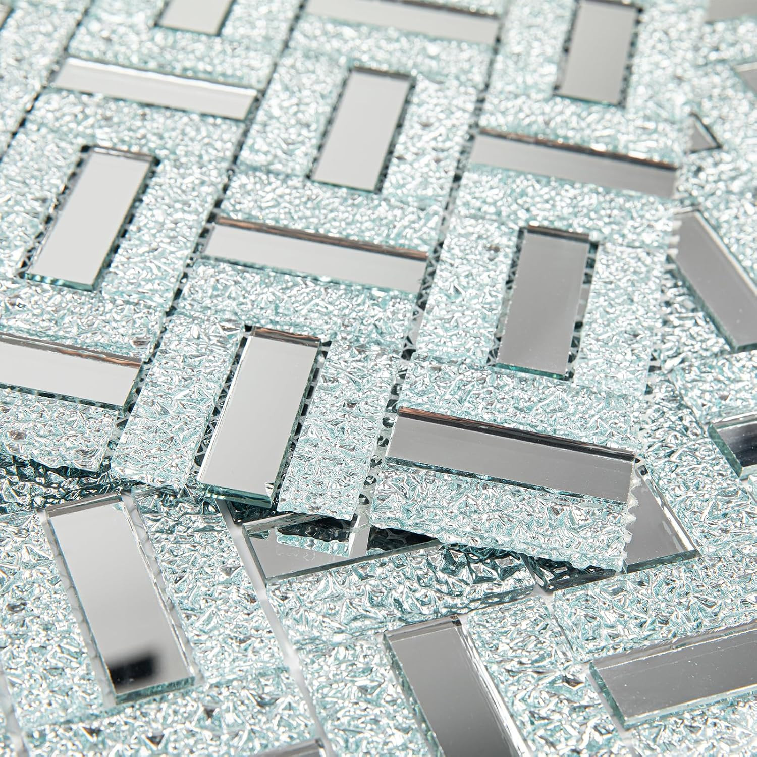 Silver Crystal Diamond Mirror Mosaic Tiles for Kitchen & Bathroom (6 Sheets)
