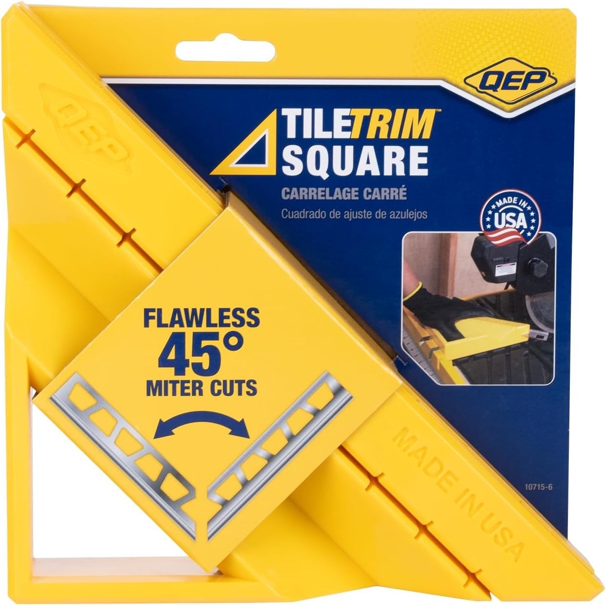 Durable TileTrim Square for Efficient Edging Cuts – Made in USA, Yellow ABS