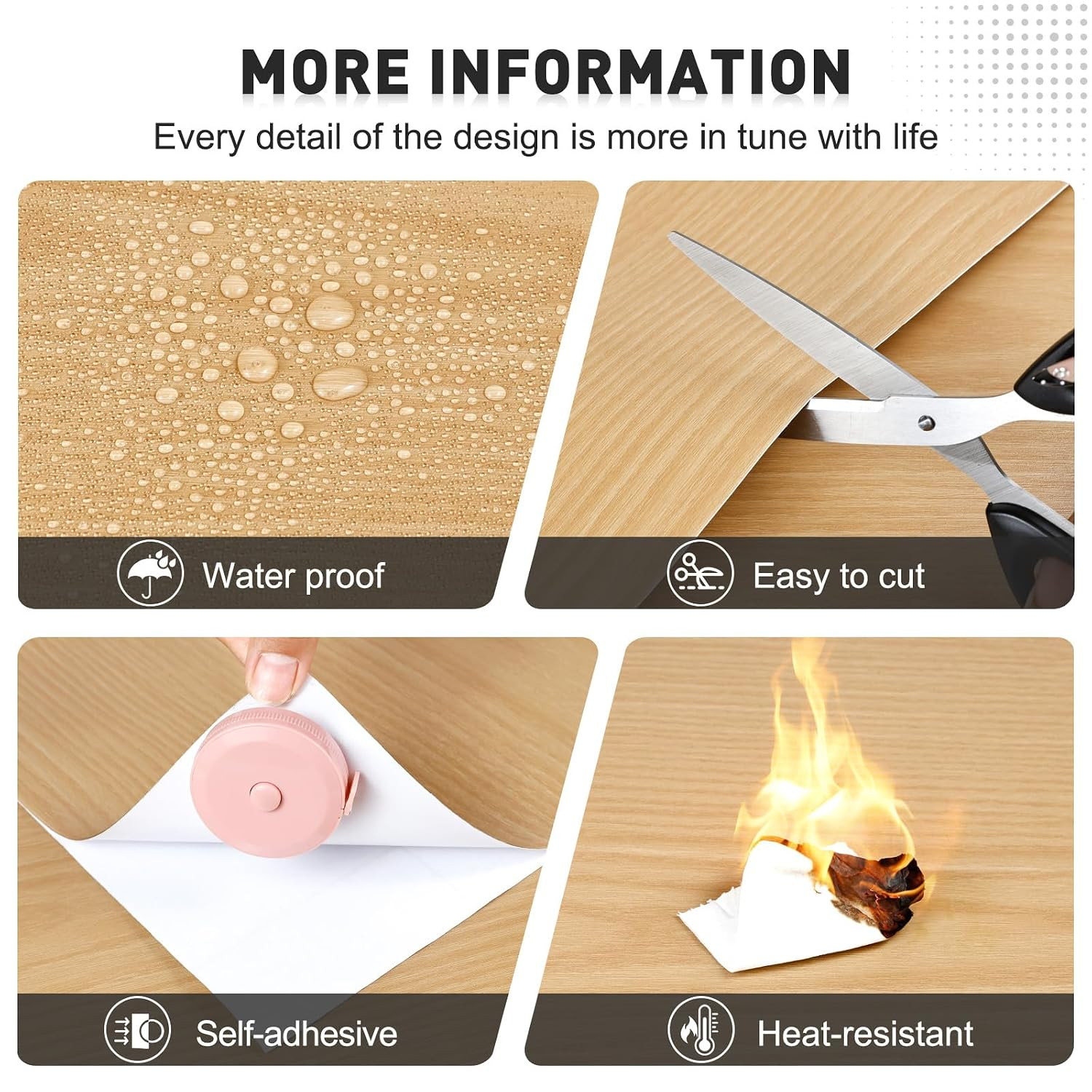 Wood Grain Peel and Stick Floor Tiles 11.8″ X 118″ Roll, Self Adhesive Vinyl Flo