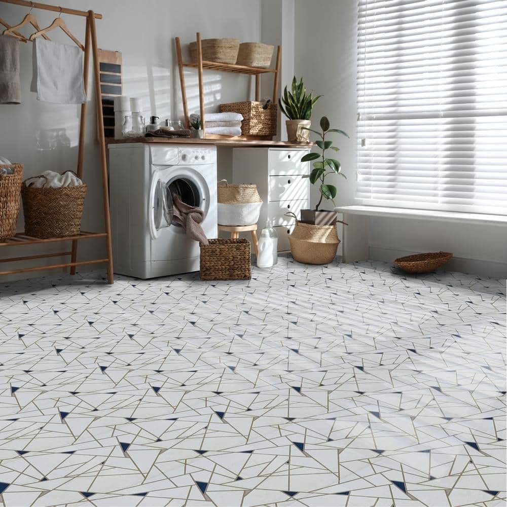 Retro Self Adhesive 12-Inch Vinyl Floor Tiles, 20 Tiles – 12″ x 12″, Edge Pat…