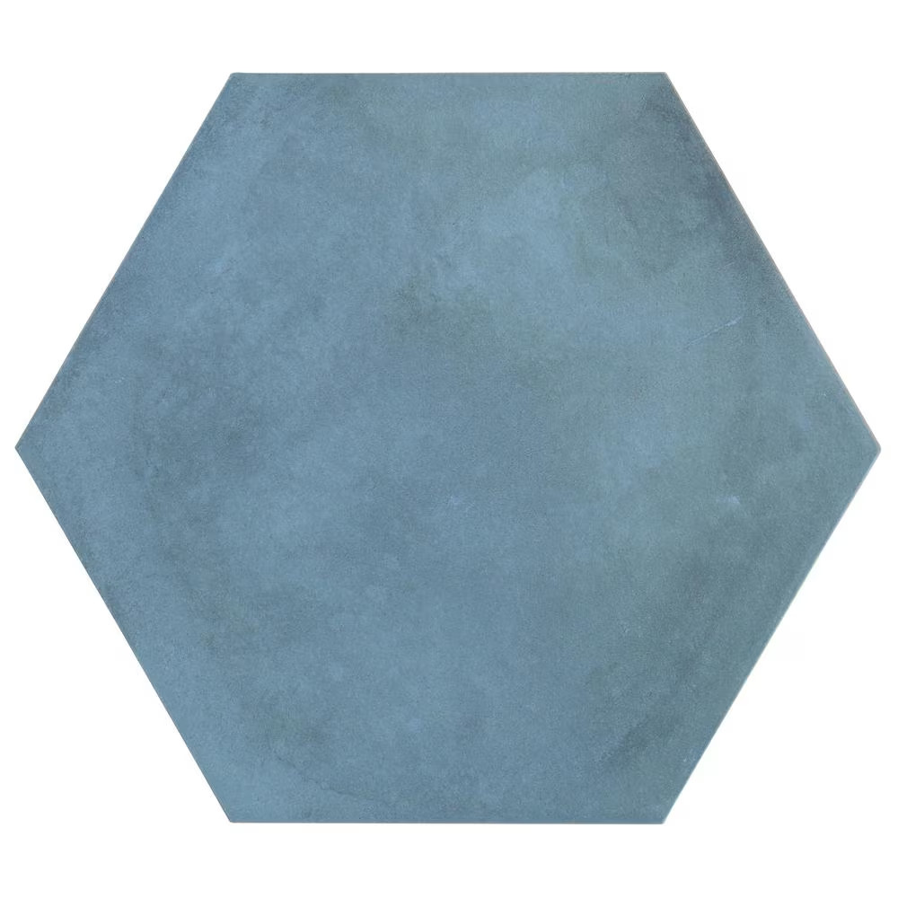 Dash Blue Ocean 8.5 In. X 9.84 In. Matte Hexagon Porcelain Floor and Wall Tile (