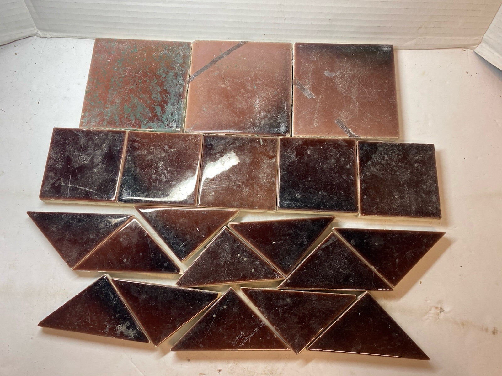Vintage Lot Of 20 Reclaimed Salvage Wall Tiles Various Sizes And Conditions