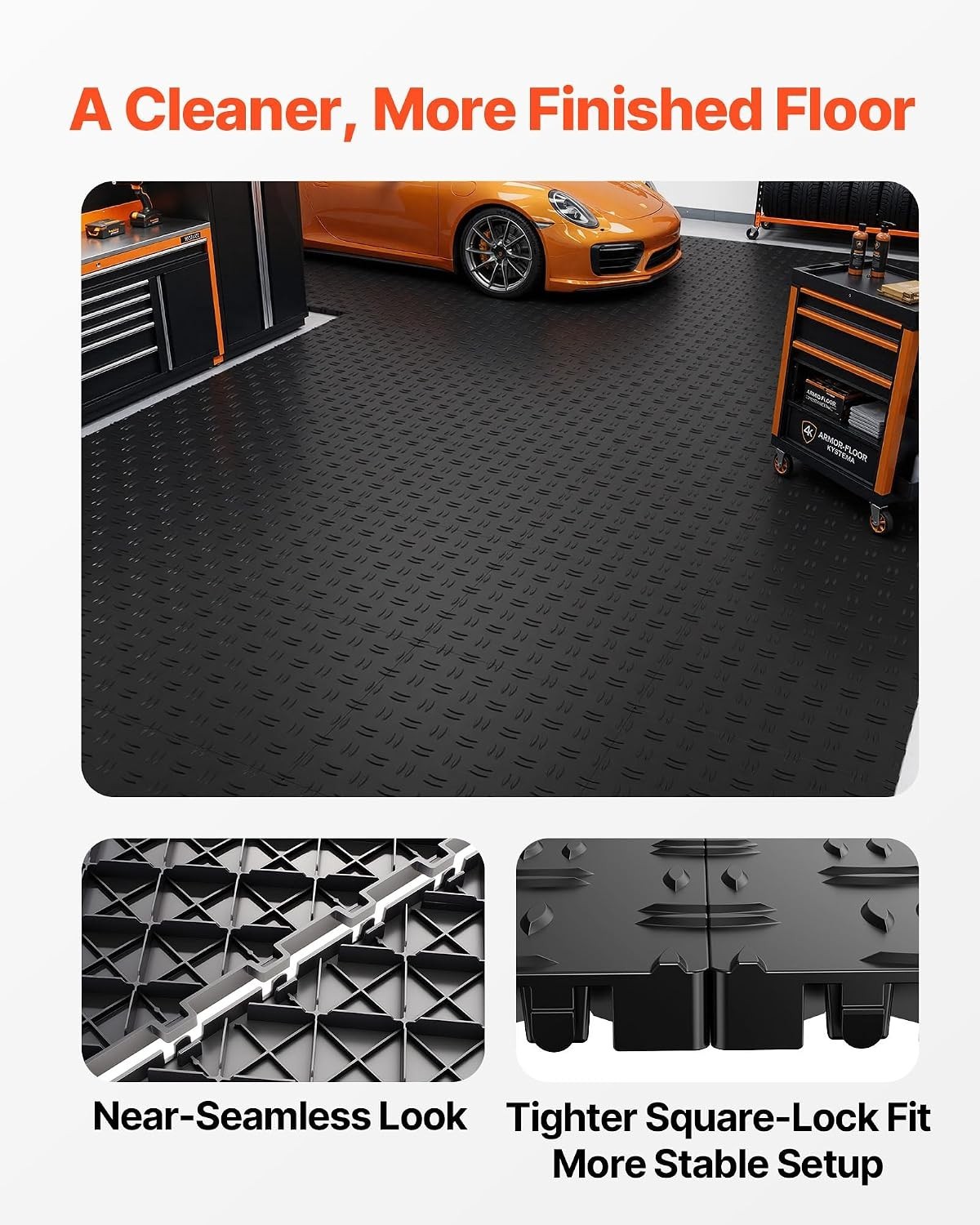Versatile 12″x12″ Interlocking Floor Tiles for Garage & Repair Shop, 50 Pack