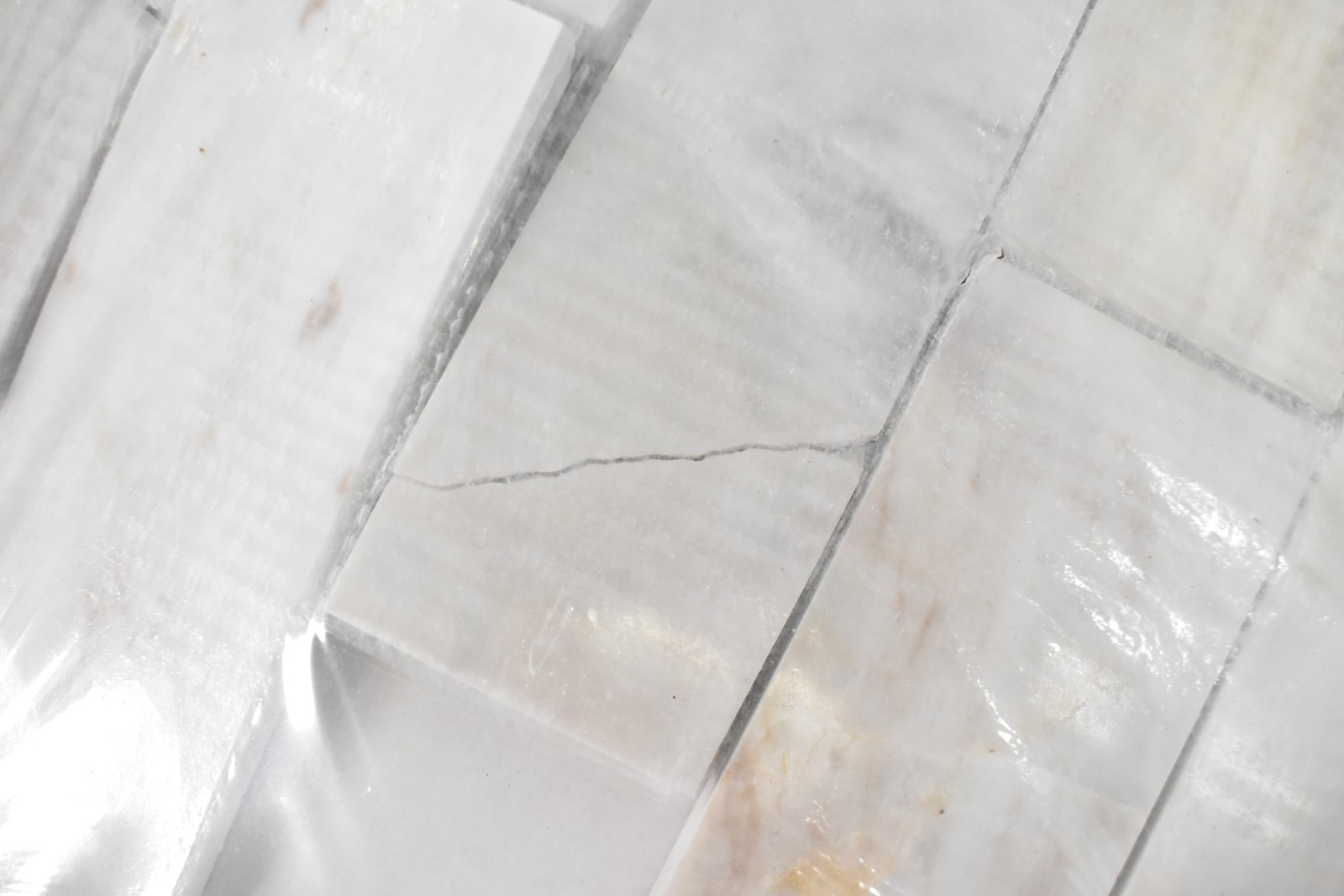 Lot of 10 Angora Subway Polished Marble Mosaic Tiles CRACKED/CHIPPED 11.81″