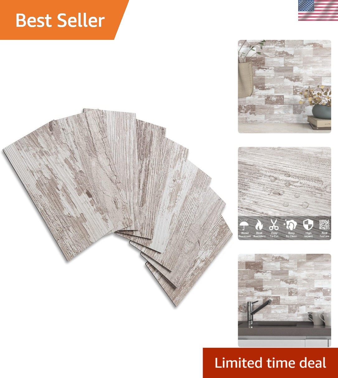 Elegant Brown Birch Peel and Stick Subway Tiles for Effortless Backsplash Design