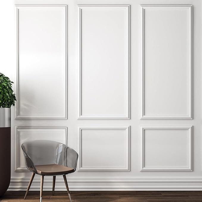 3 Set Peel and Stick Wall Molding Kit, 3D Premade Accent Molding Wainscoting Pan