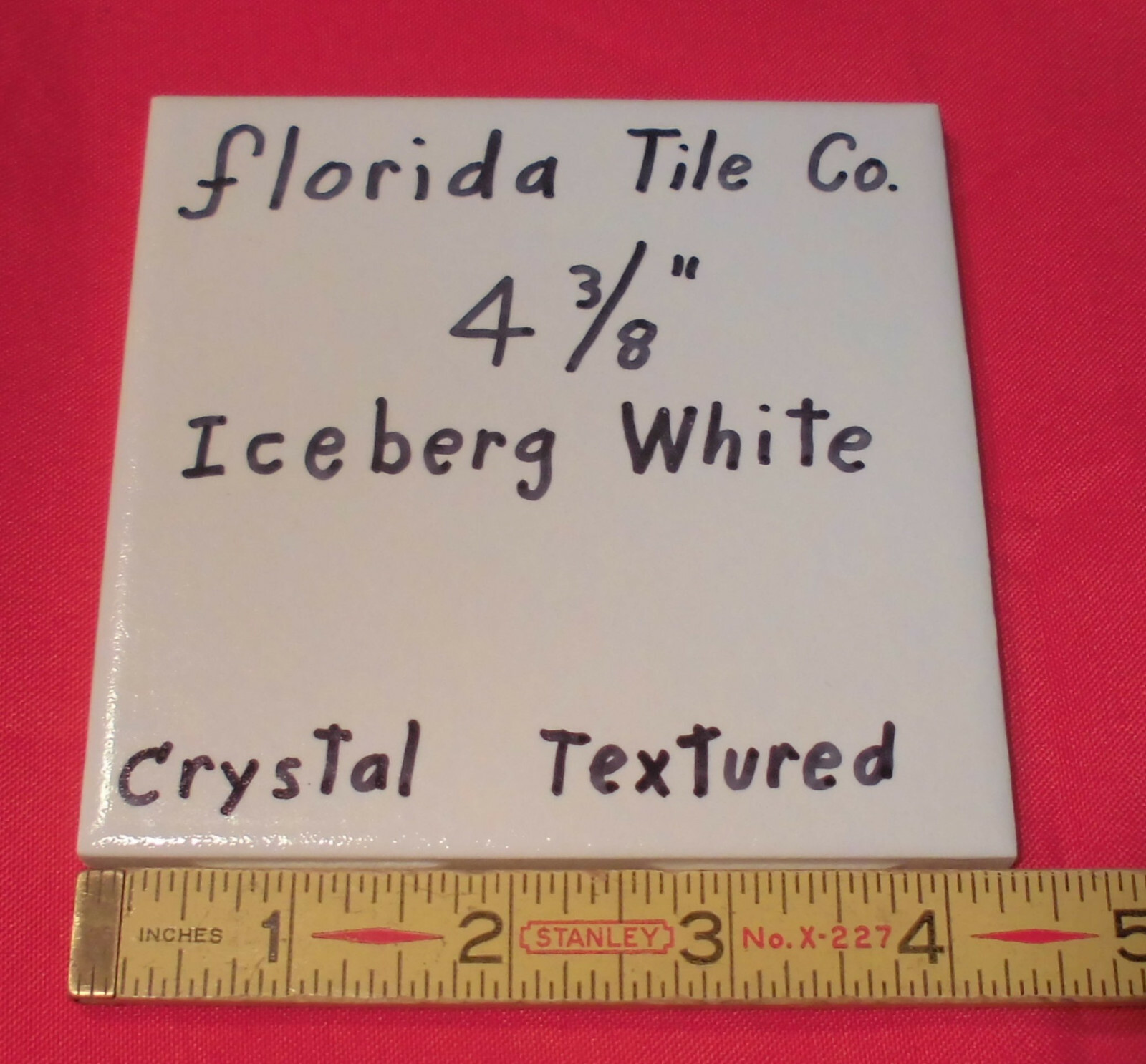 1 pc. *Iceberg White* 4-3/8″ Crystal Glazed Ceramic Tile by Florida Co. NEW