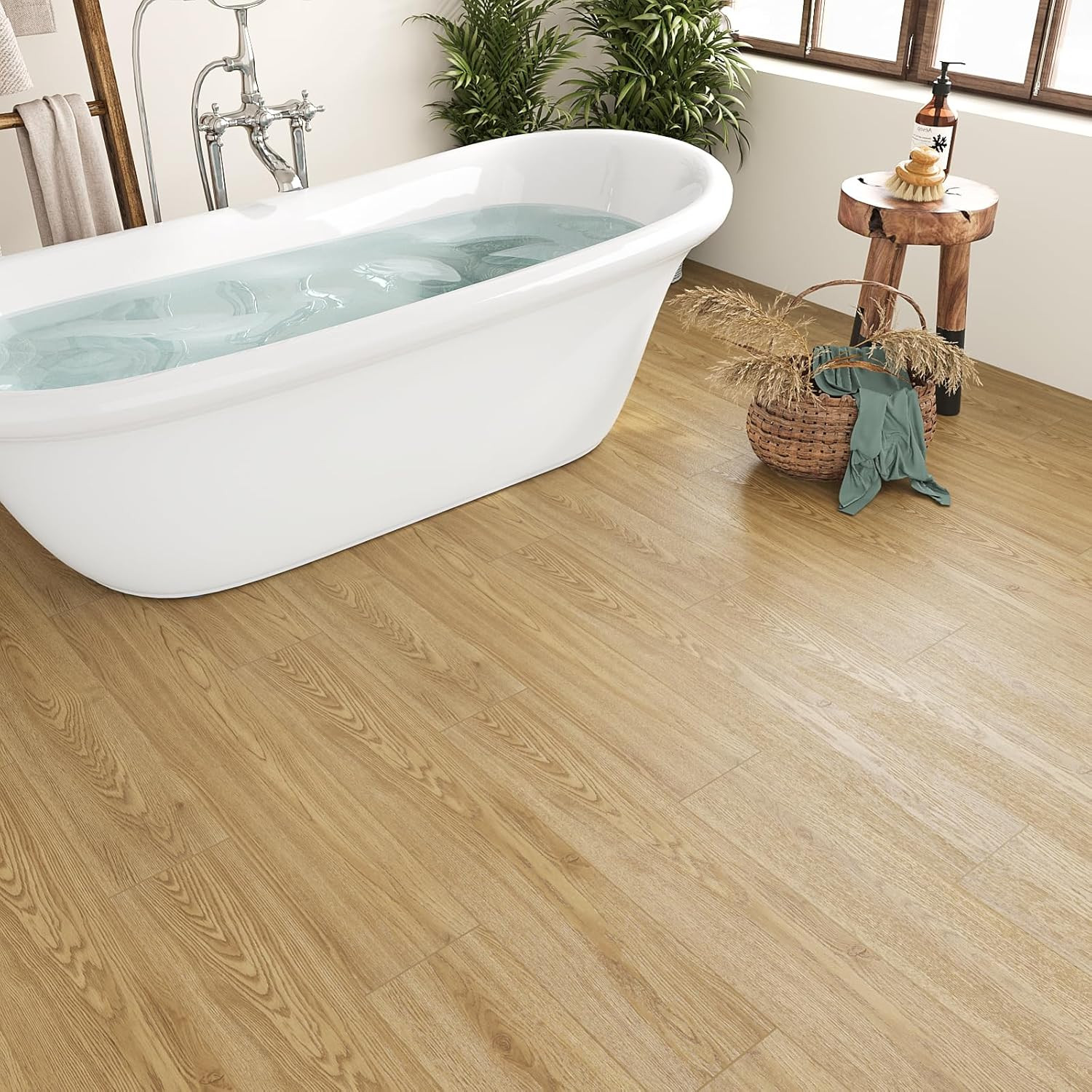 Natural Brown Peel & Stick Vinyl Plank Flooring – 32 Pack, 47 Sq.Ft.