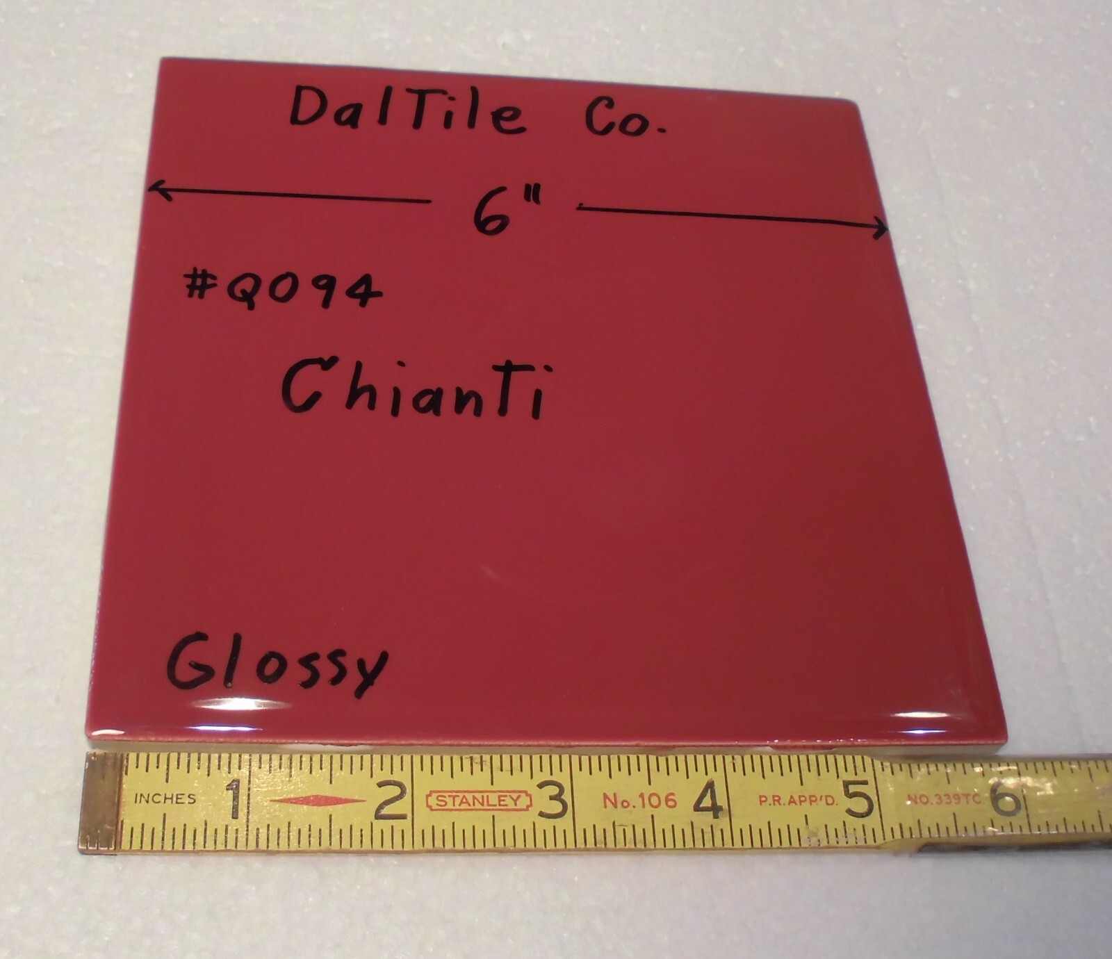 1 pc. Daltile #Q094 CHIANTI: Brilliant Glossy Ceramic Tile 6″ X 6″ NEW, Burgundy
