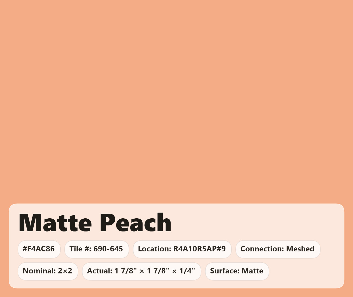 2×2 Tile Matte Peach Meshed Wall Remodel Ceramic C#690-645 Sample