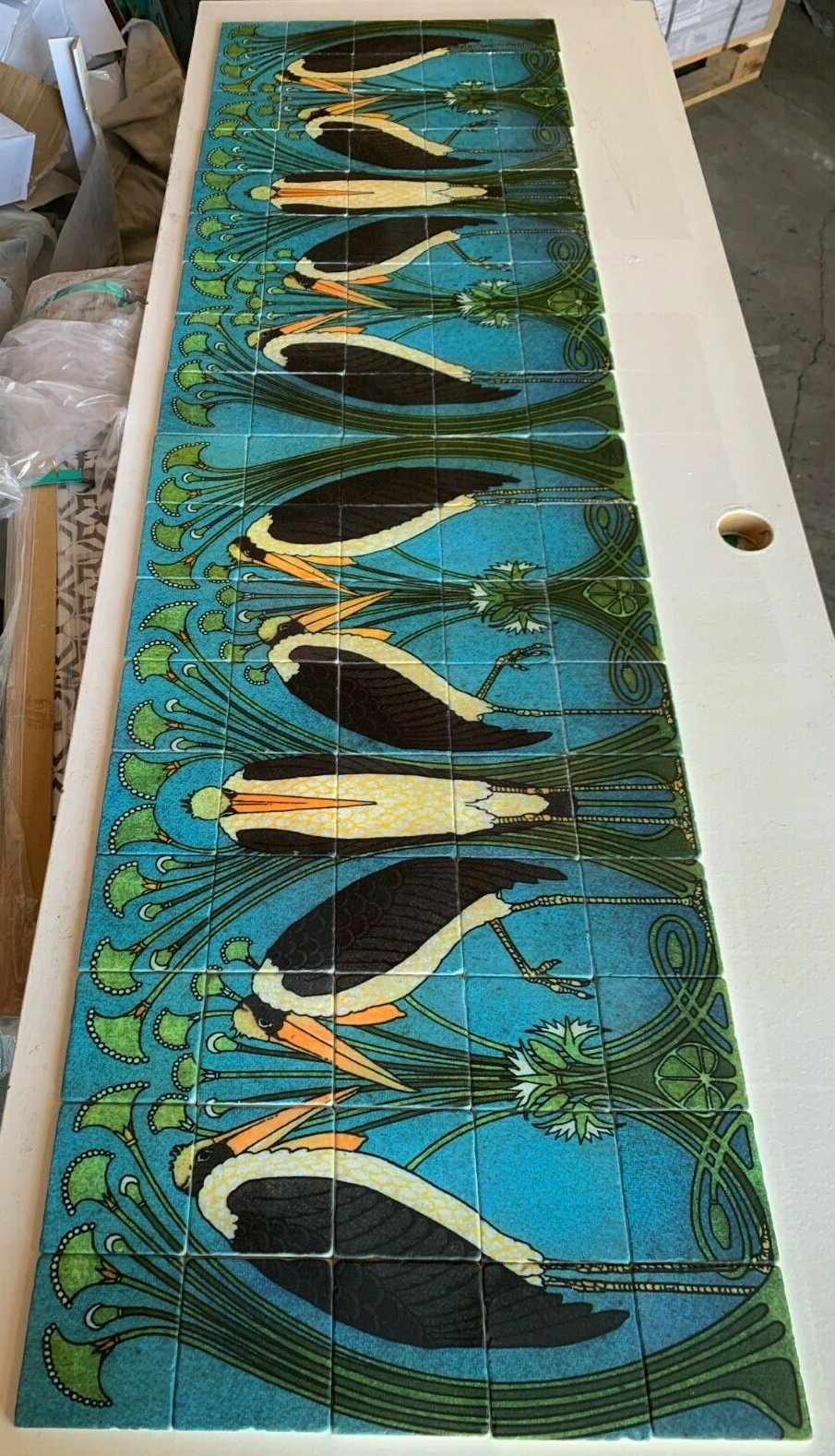 Art Nouveau Marabou Stone Marble Tile Mural Backsplash 28×16 William Morris