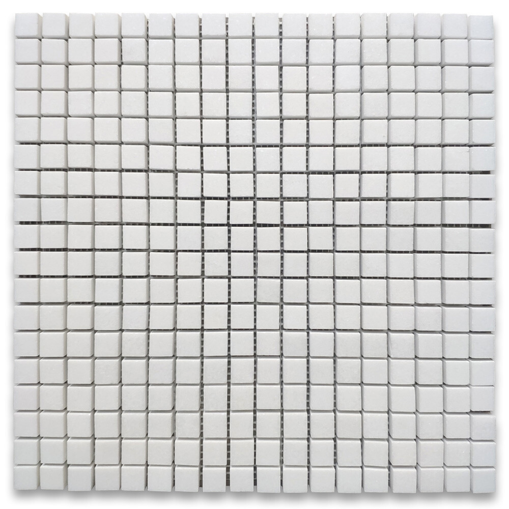 T22XH Thassos White Marble Square Grid Mosaic Tile 5/8×5/8 Honed