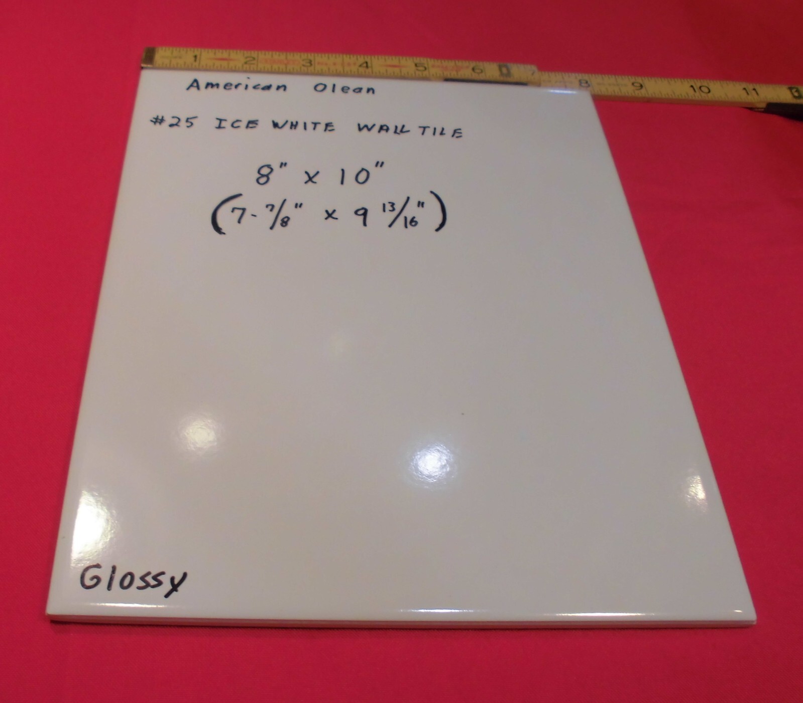 1 pc *Ice White* 8″ X 10″ Ceramic Wall Tile by American Olean, discontinued size