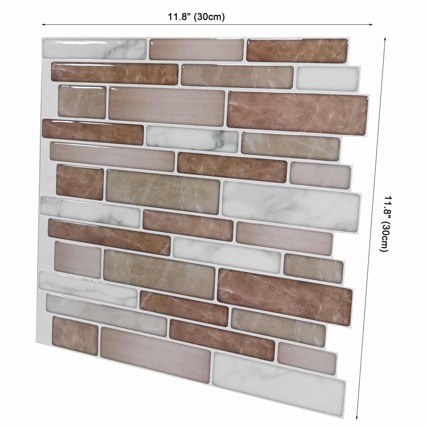 Art3d 10-Pack Kitchen Backsplash Peel and Stick Self Adhesive Wall Tiles