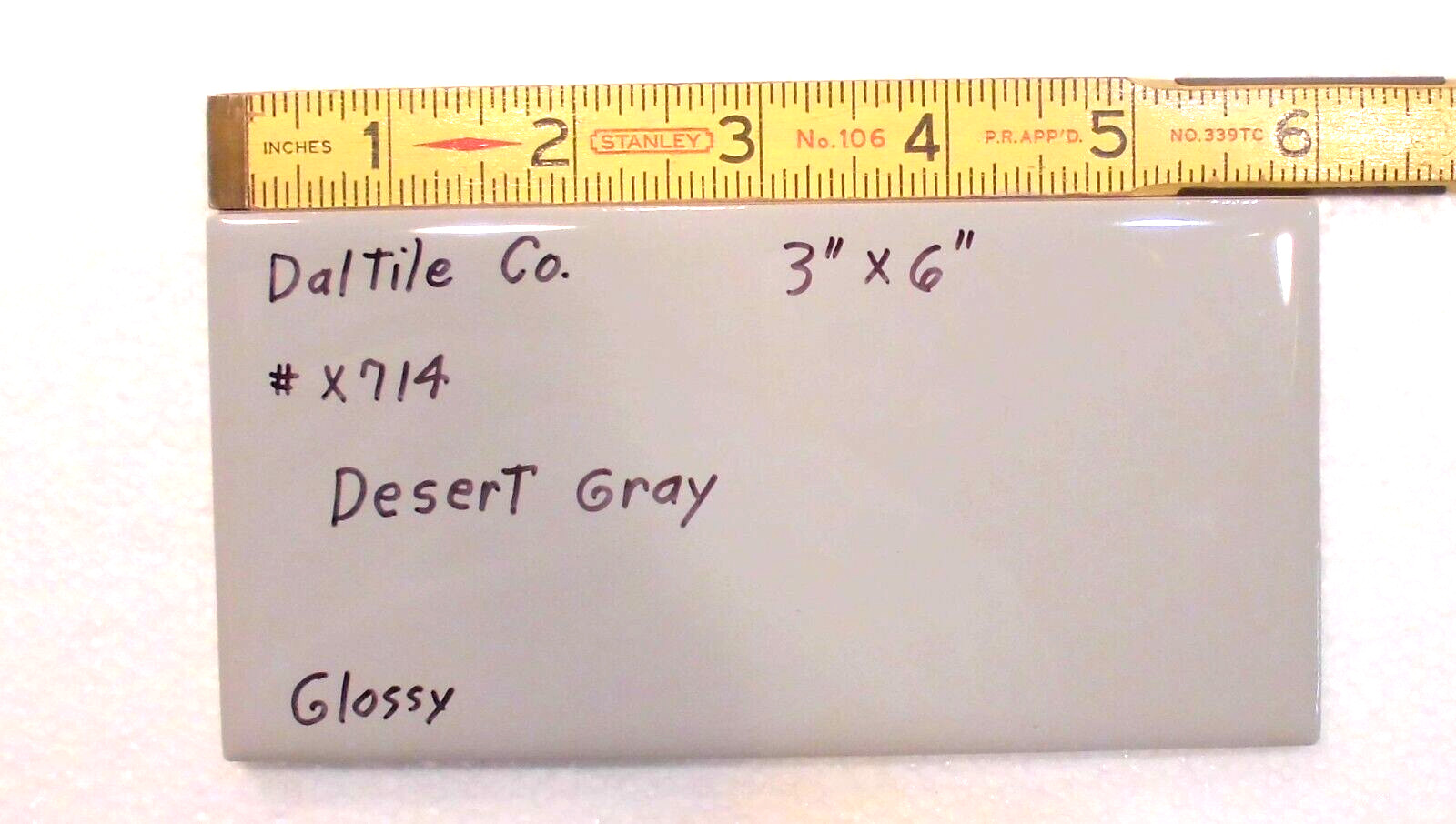 1 pc. Light Smoke Gray: 3″ X 6″ Glossy Ceramic Tile by American Olean Co. NEW