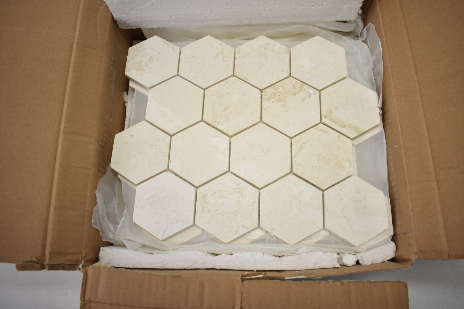 Lot of 10 Sheets Mediterranean Seashell Stone Mosaic Tiles 3″ Hex x 285mm x248mm