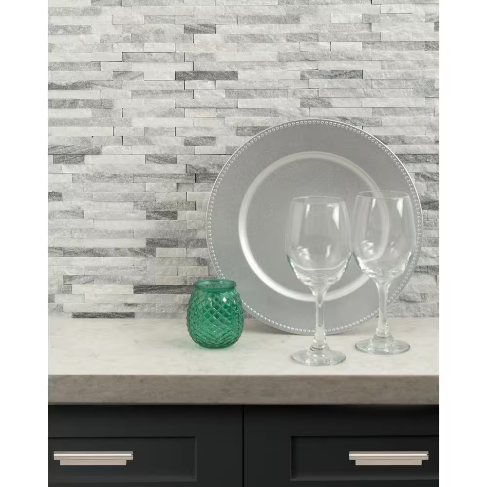 Alaska Gray Split Face 12 In. X 12 In. X 10 Mm Textured Marble Mosaic Tile (10 S