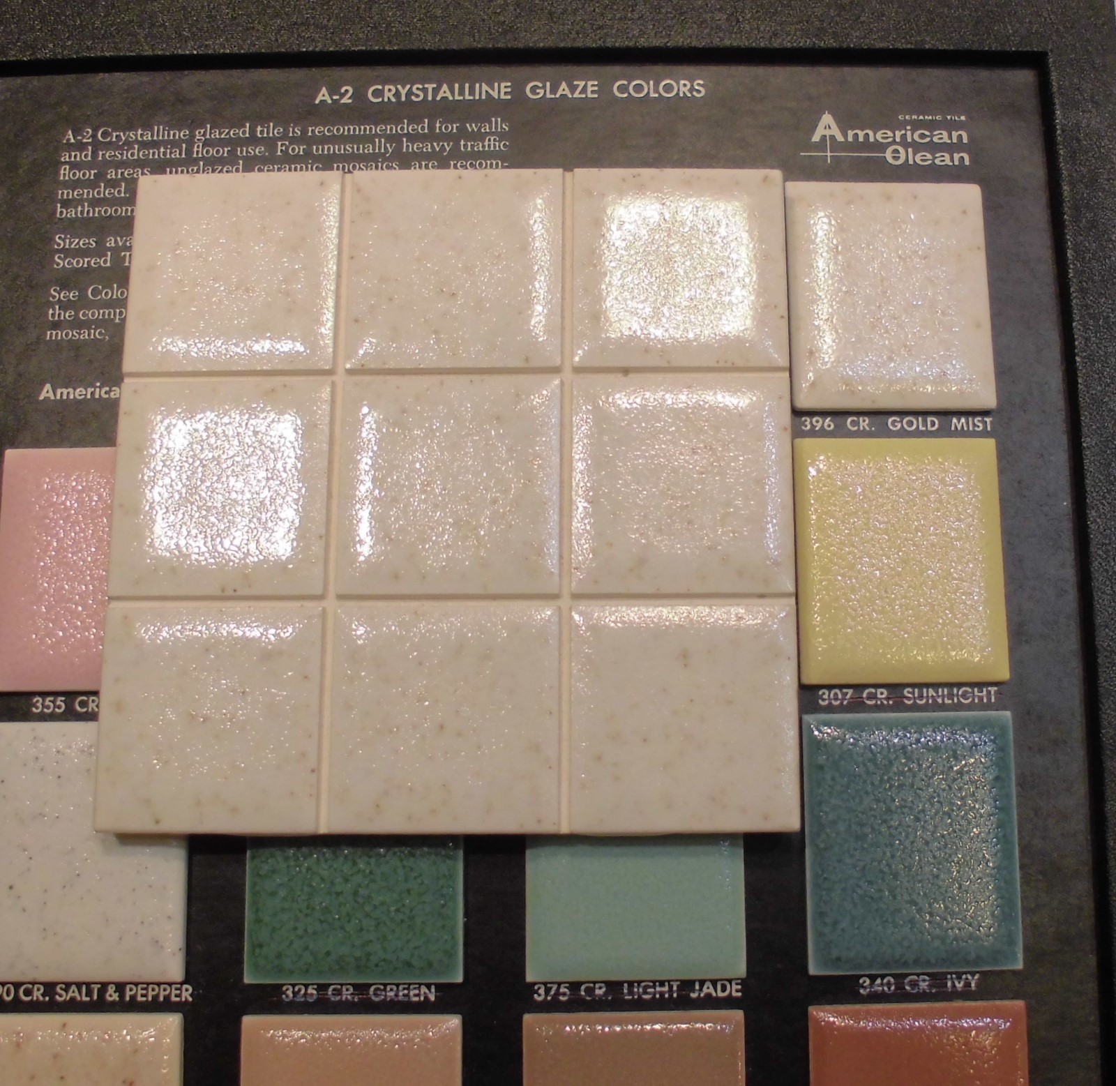 1 pc. Ceramic Tile *Gold Mist* Scored by American Olean 4-1/4″ Crystalline Glaze