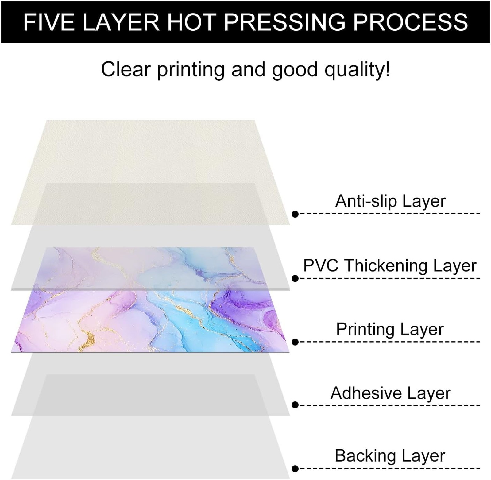 12×12 Inch Vinyl Floor Tiles Pink Purple Gradient Marble Peel and Stick Self