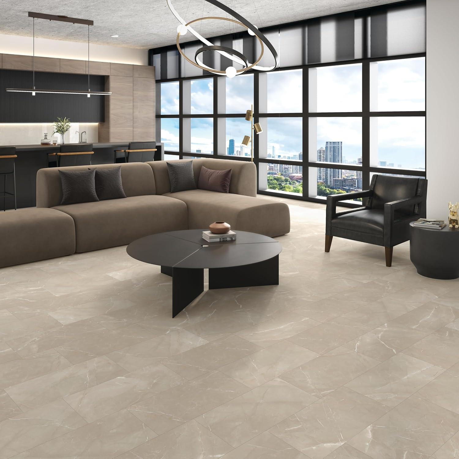 Grantshire 12″x24″ 5mm Glue Down Luxury Vinyl Flooring – 12 PCS/Carton
