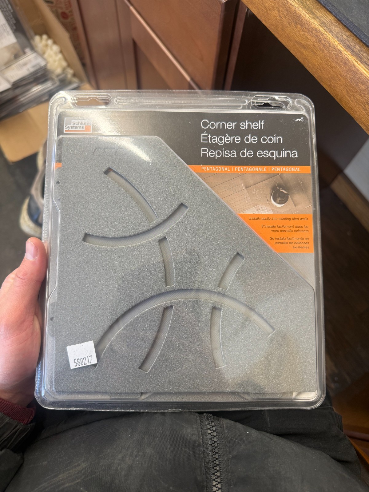Schluter Systems Shelf Pentagonal Corner Curve Pewter SES2D6TSG