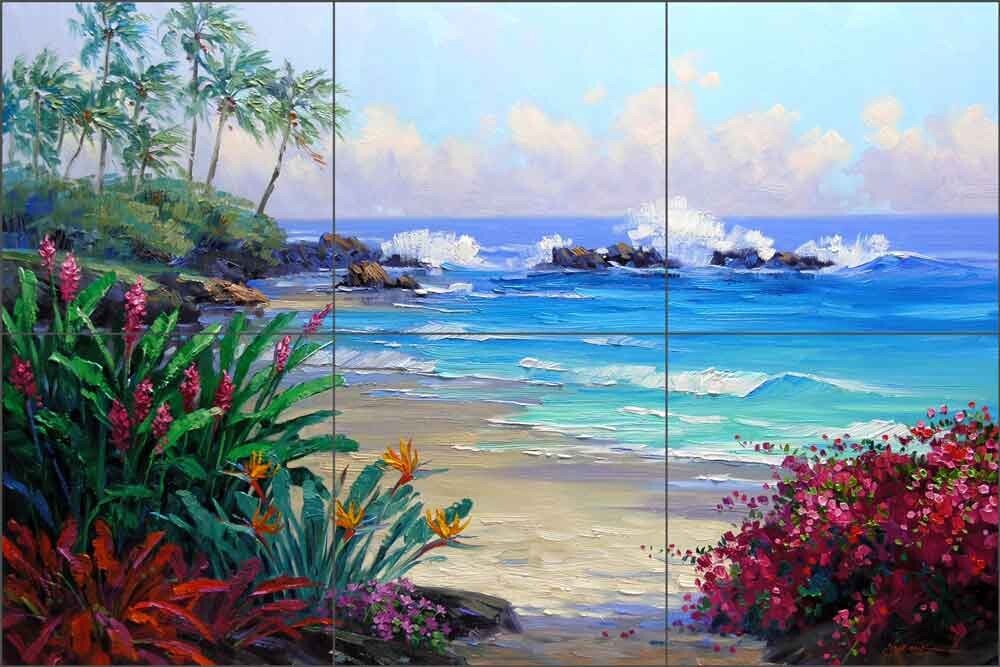 Tropical Tile Backsplash Mikki Senkarik Seascape Art Ceramic Mural MSA078