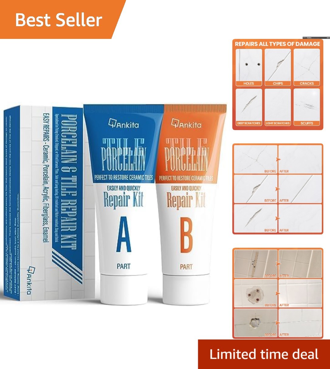 Durable Waterproof Tile Repair Kit – Restore Ceramic & Porcelain Surfaces Easily