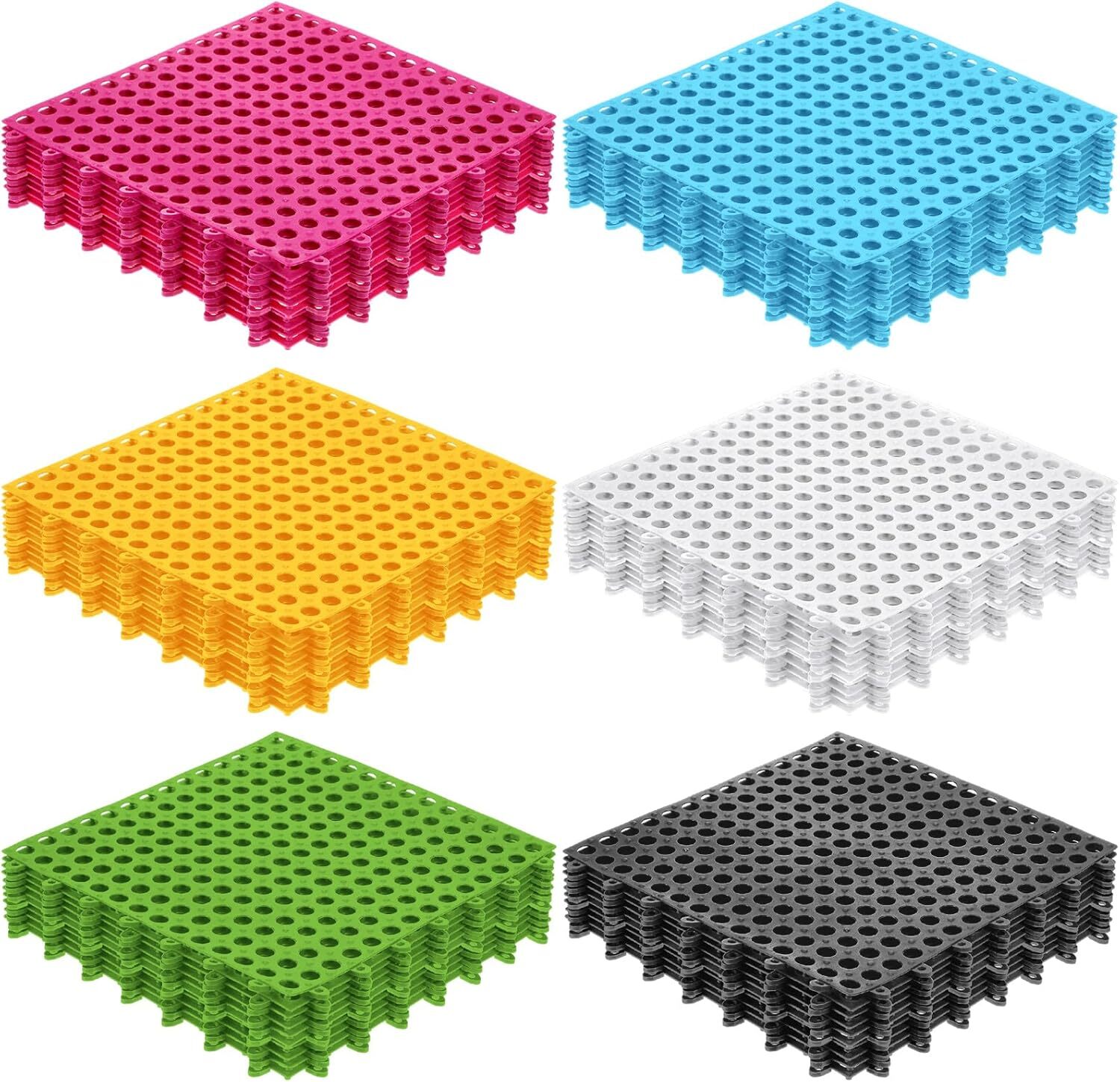 60 Pcs Drainage Tiles Interlocking Floor Tiles 11.8” x 11.8” Soft TPE Pool …